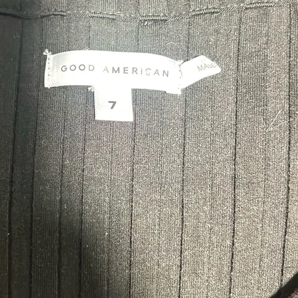 (HEAVY) Good American,Black,Wide-Ribbed Button-Down Midi Dress,NBW, Size 7/US 4X